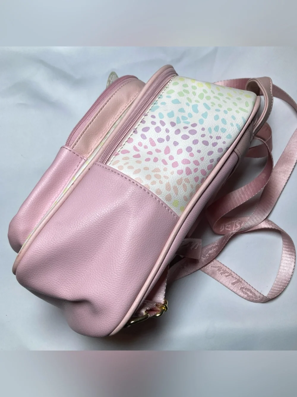 Luv Betsey Johnson Lexy Kitsch Mini Cat Backpack Pink Pastel Dots Print Coquette